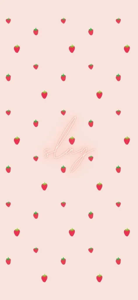 Pink Strawberry Pattern Slay Background Wallpaper