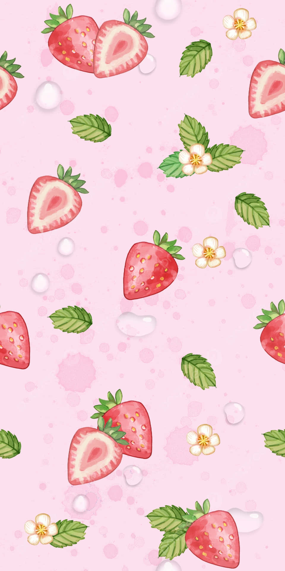 Pink Strawberry Pattern Wallpaper Wallpaper