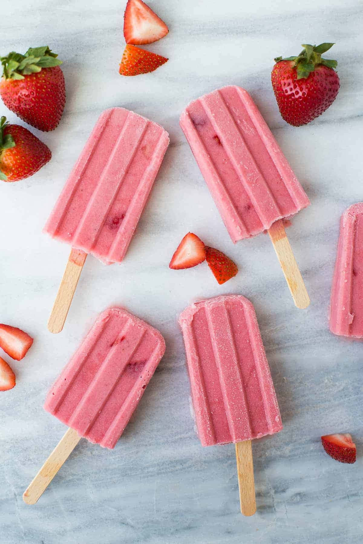 Pink Strawberry Popsicles Summer Treat Wallpaper