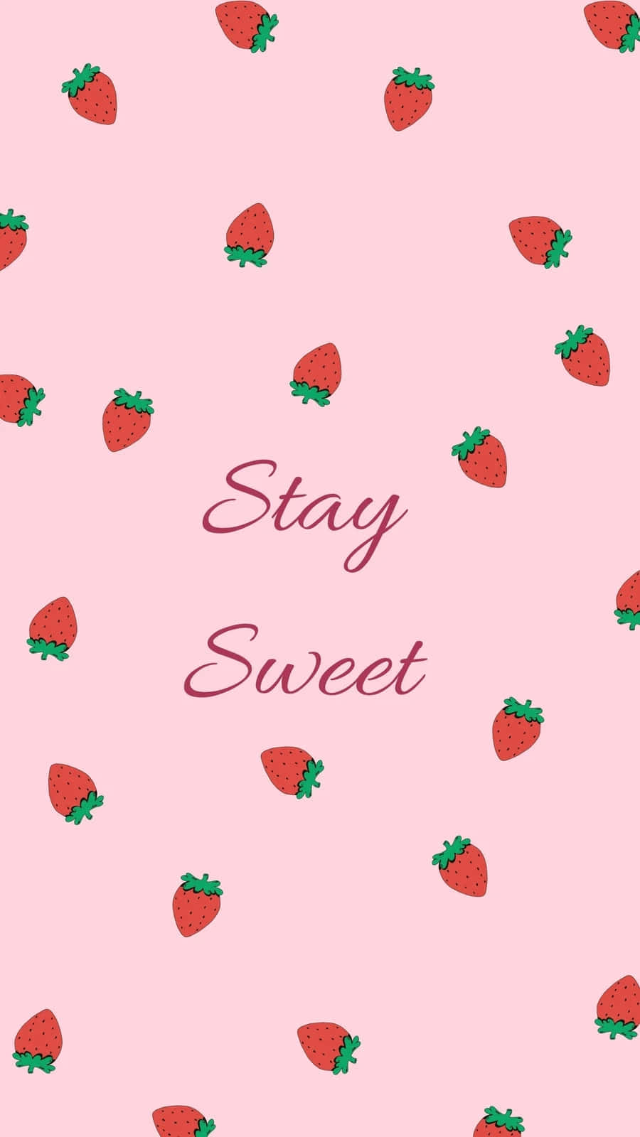 Pink_ Strawberry_ Stay_ Sweet_ Pattern Wallpaper