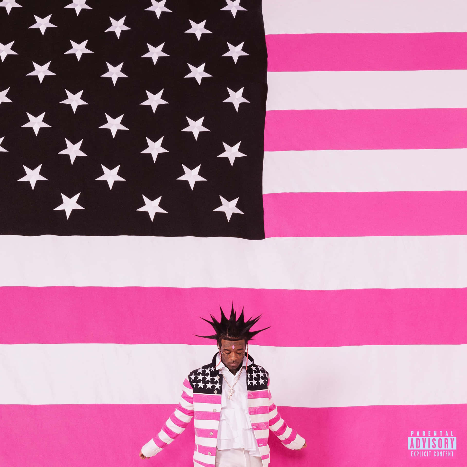 Pink Striped American Flagand Man Wallpaper