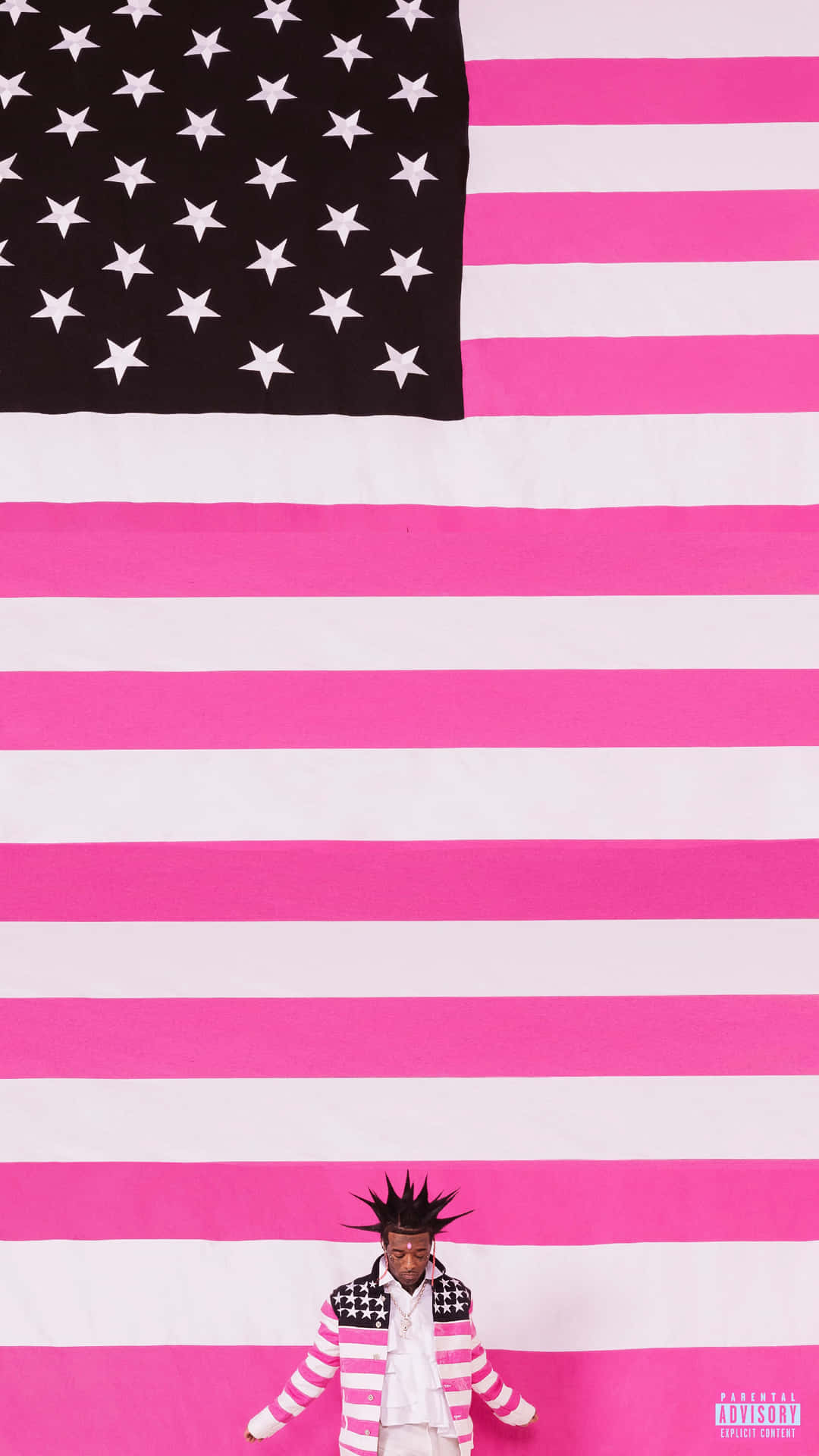 Pink Striped American Flagwith Figure Wallpaper