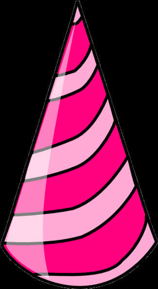 Pink Striped Birthday Party Hat PNG