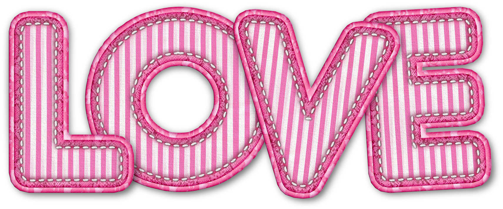 Pink Striped Love Text Graphic PNG