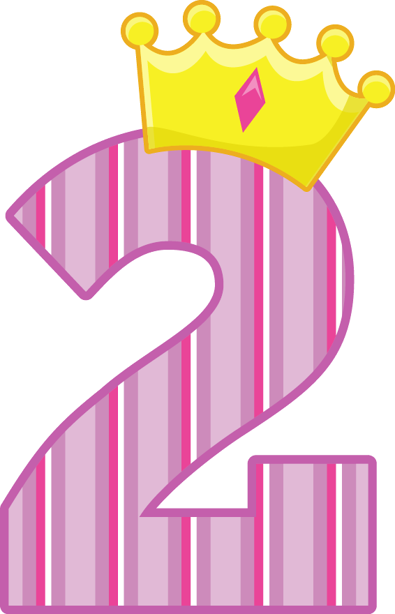 Pink Striped Number2with Crown PNG