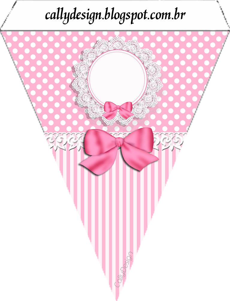 Pink Striped Party Banner Template PNG