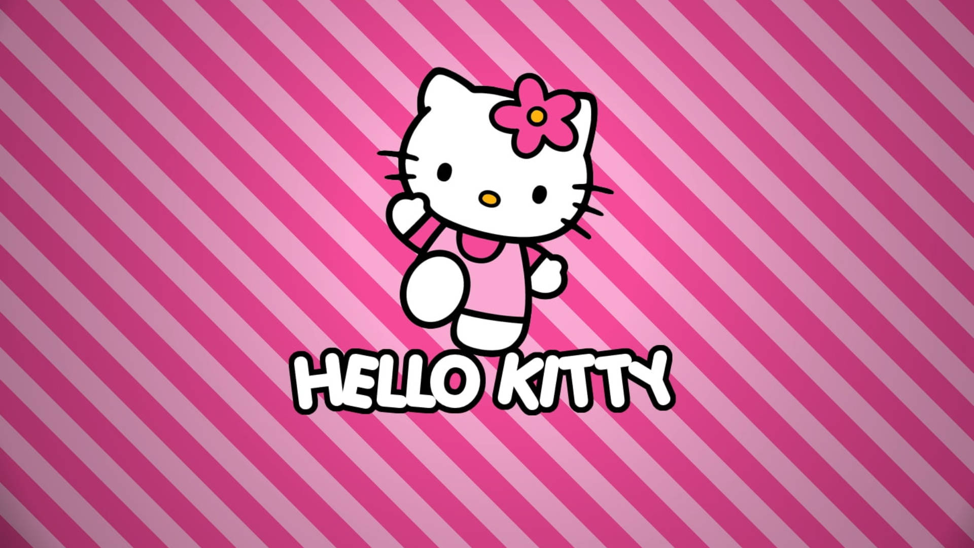 Pink Stripes Hello Kitty Desktop Wallpaper