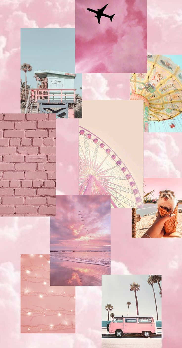 Pink Summer Aesthetic Collage Wallpaper