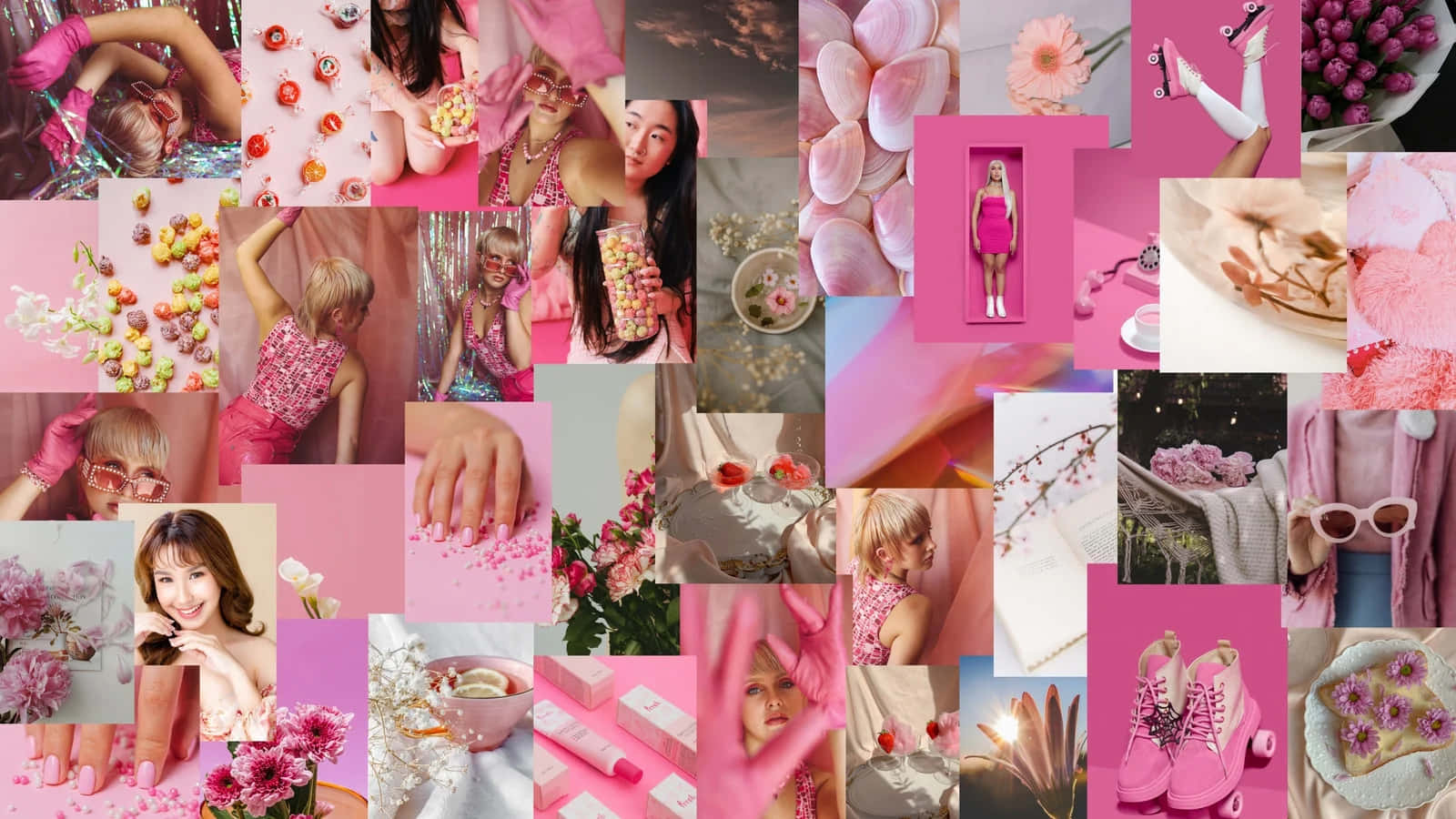 Pink Summer Aesthetic Collage Wallpaper