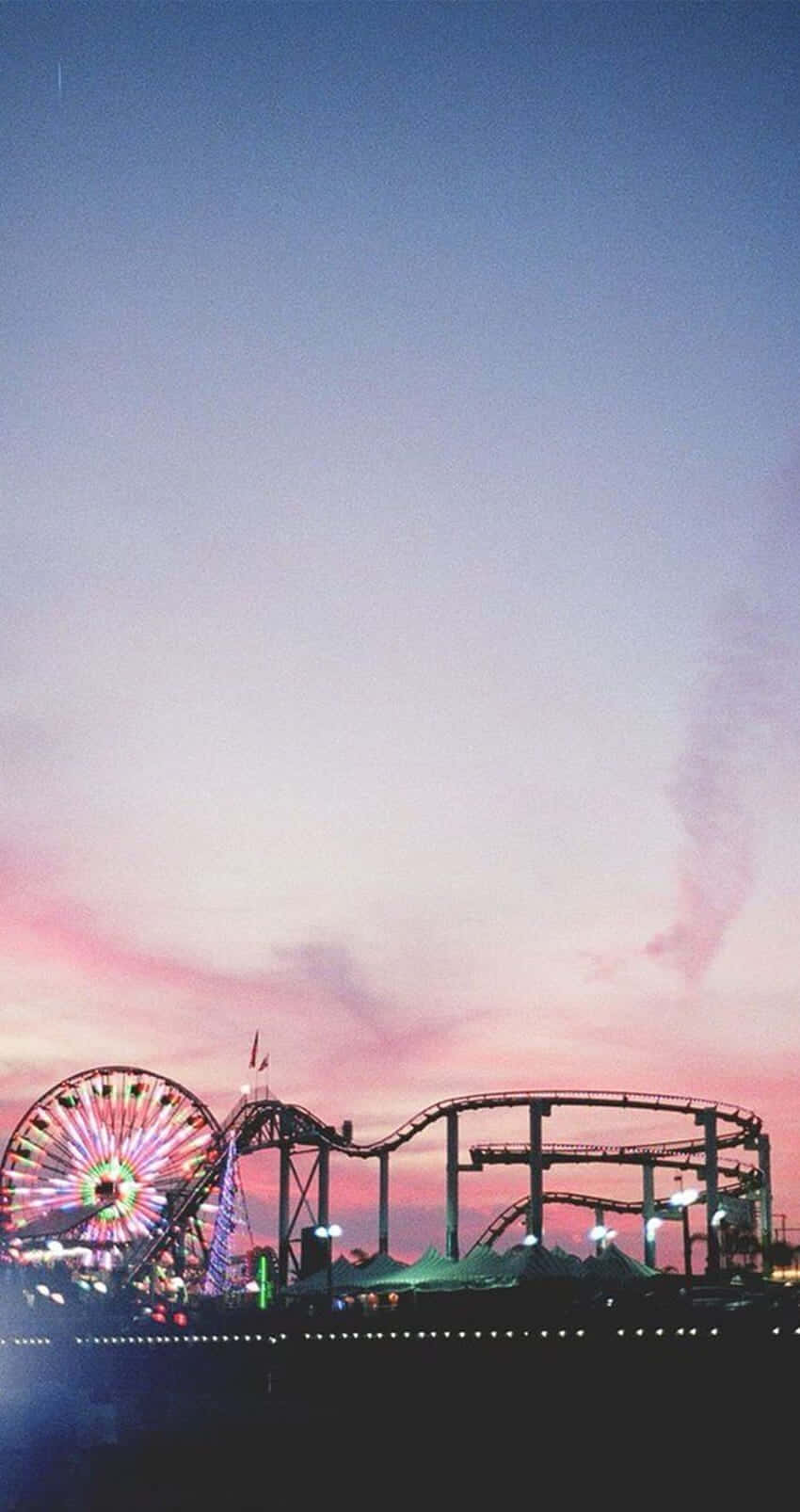 Pink Summer Amusement Park Sunset Wallpaper