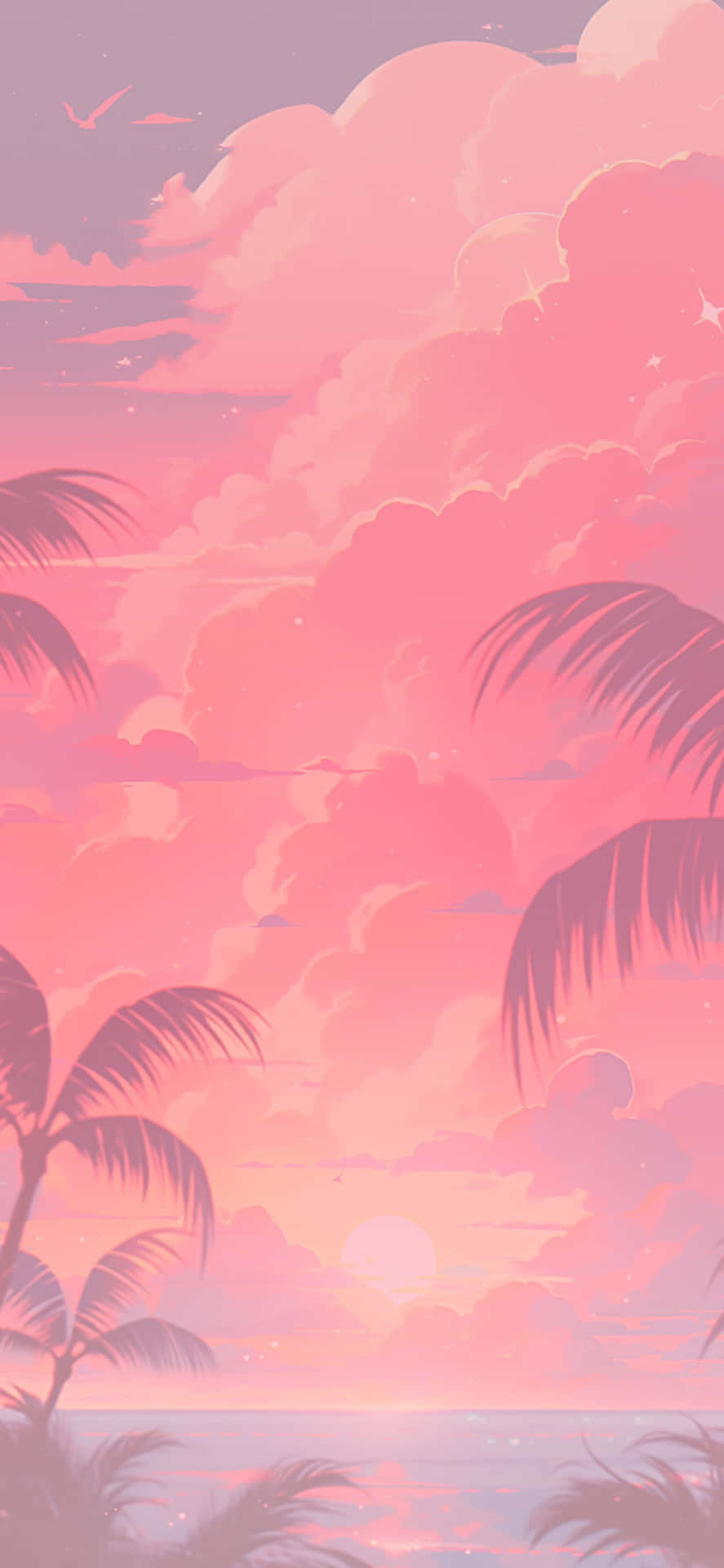 Pink Summer Beach Sunset Aesthetic.jpg Wallpaper