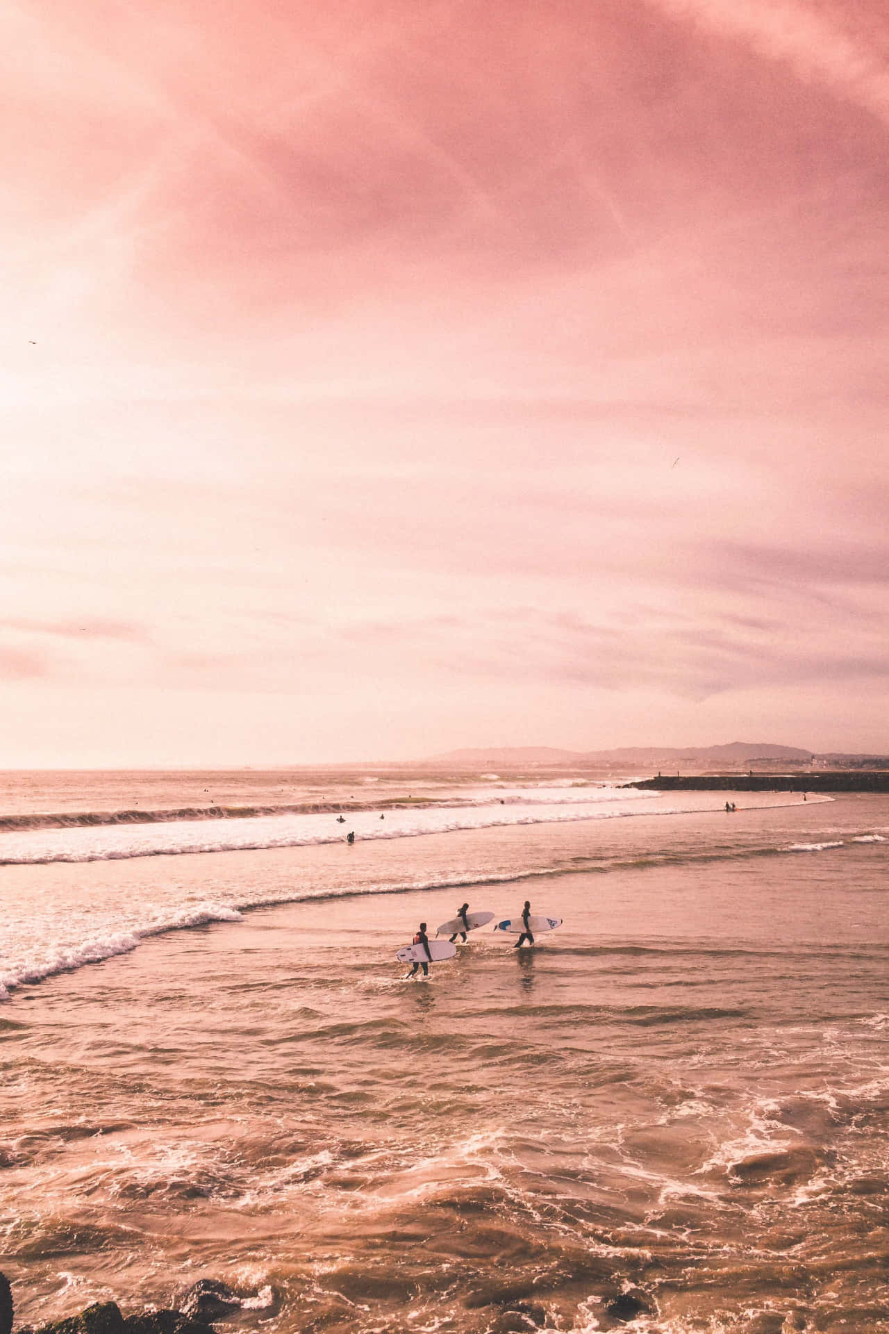 Pink Summer Beach Sunset Wallpaper