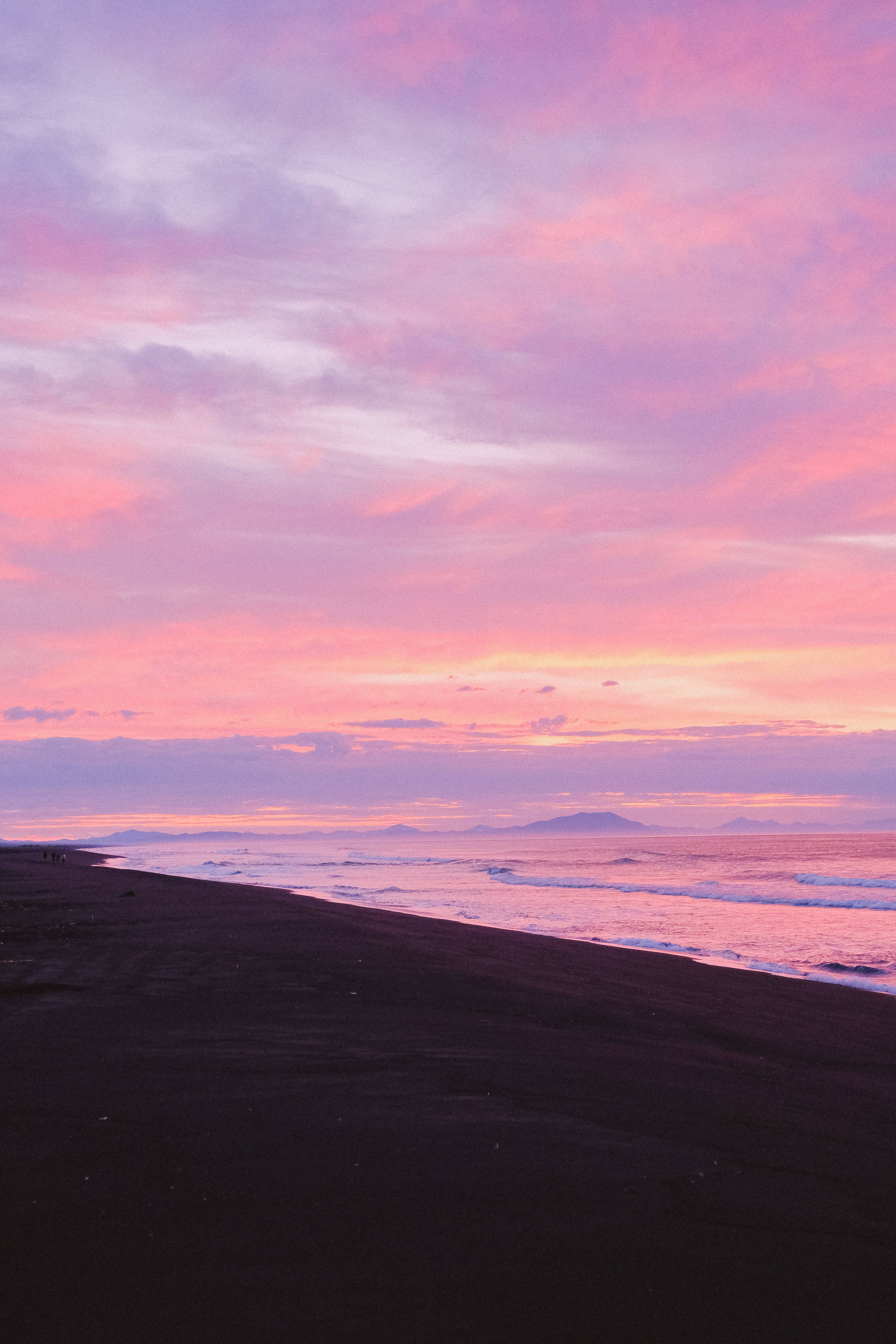 Pink Sunset Beach Android Wallpaper