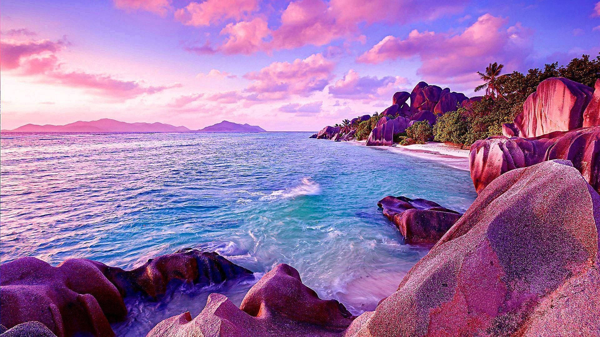 Pink Sunset In Paradise Wallpaper