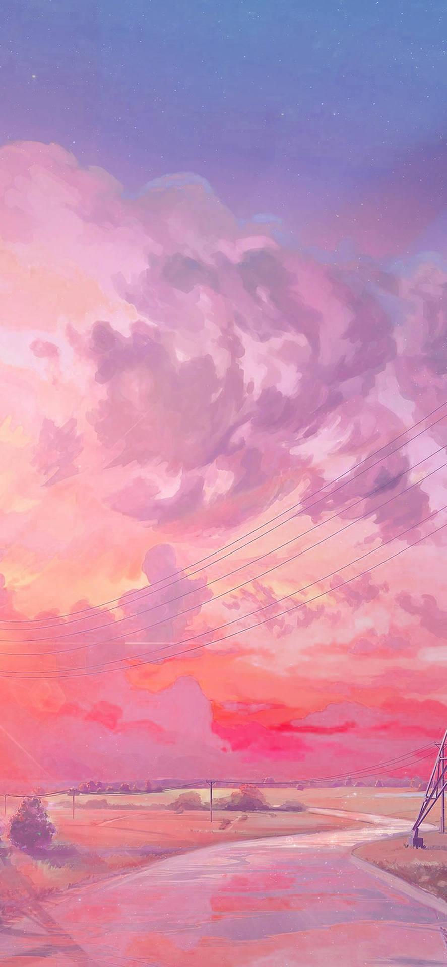 A Painting Of A Sunset Wallpaper