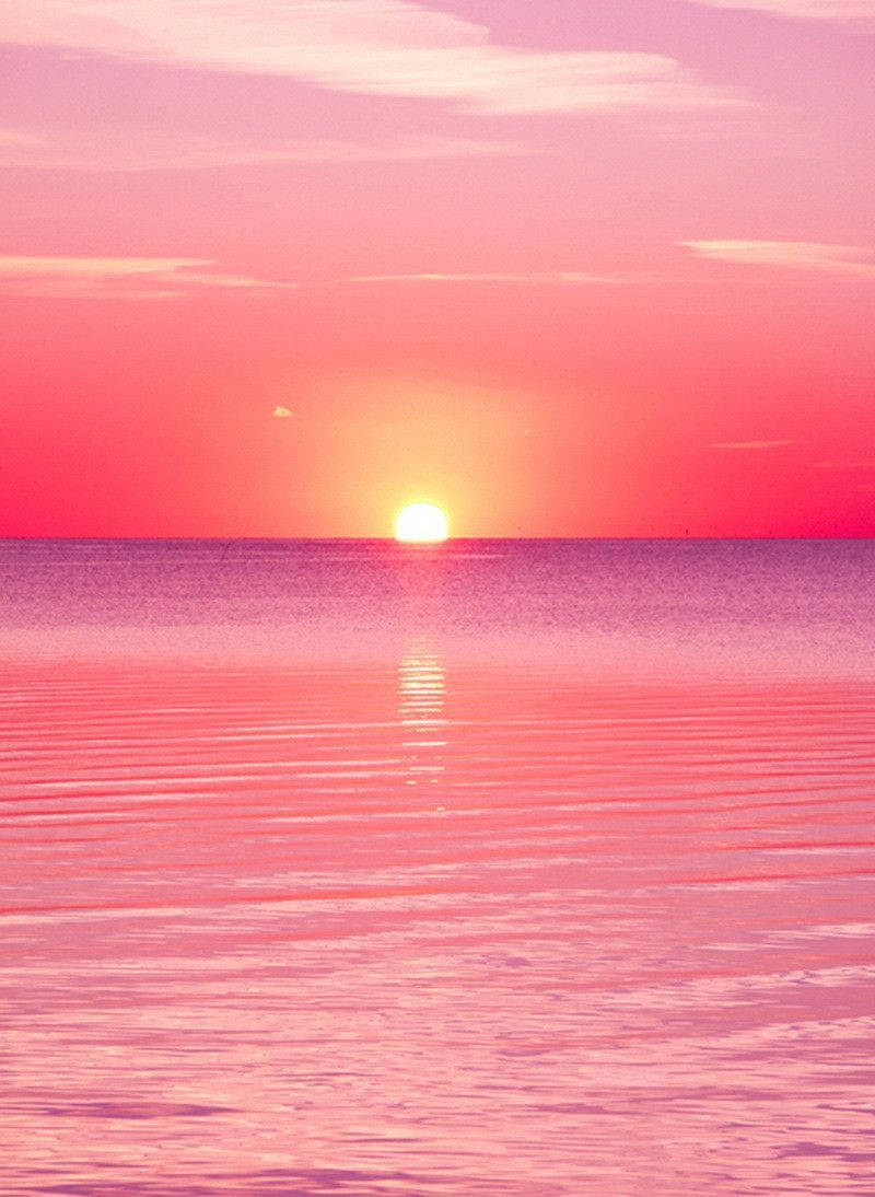 Einrosafarbener Sonnenuntergang Über Dem Wasser Wallpaper