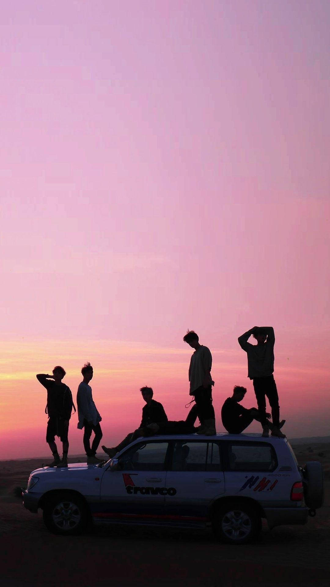 Pink Sunset Lockscreen BTS Wallpaper