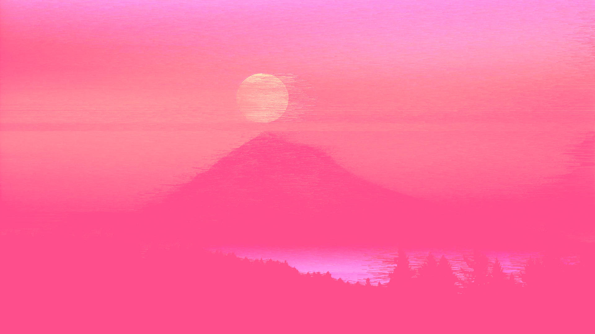 Pink Sunset Mountain View Wallpaper