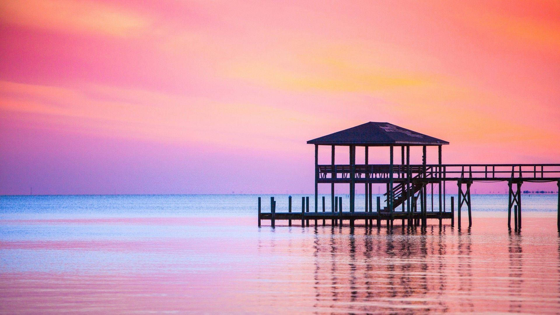 Pink Sunset Pier Picture