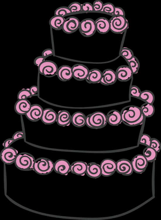 Pink Swirl Wedding Cake Clipart PNG