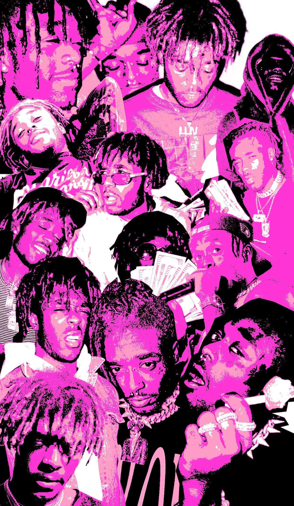 Pink Tape Collage Hip Hop Artists Wallpaper