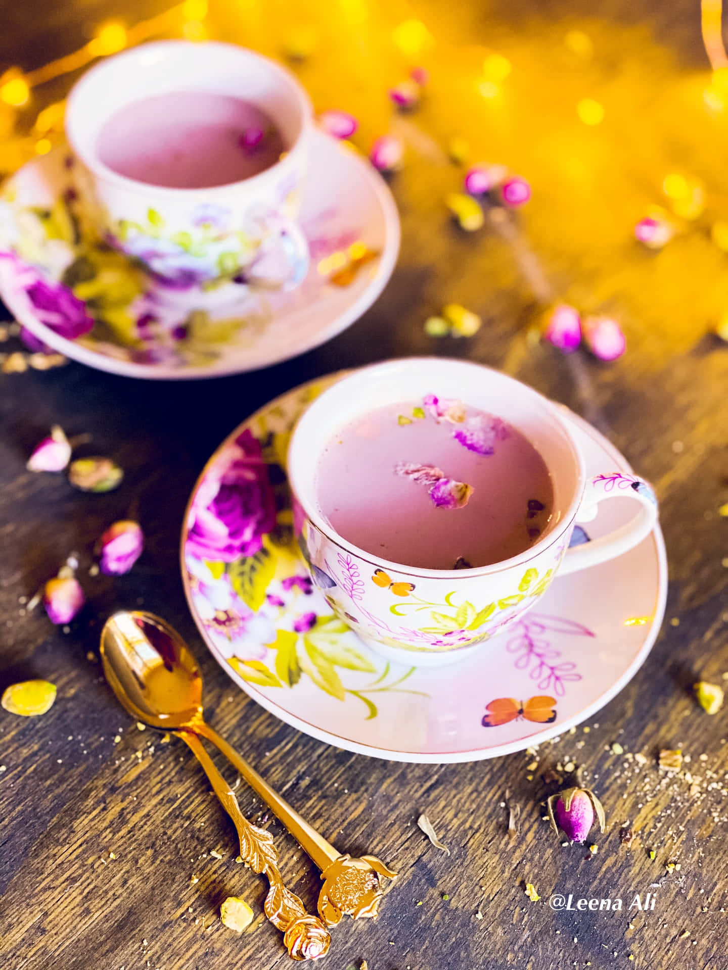 Elegant Pink Tea Time Wallpaper
