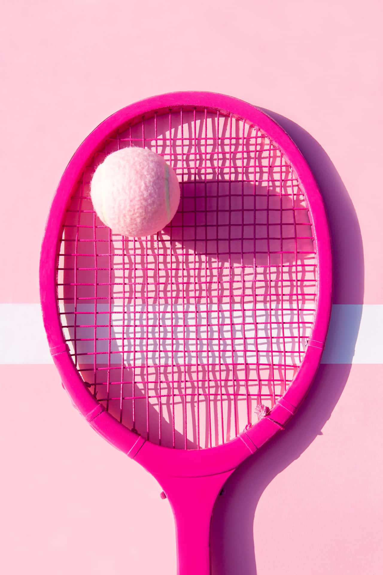 Pink Tennis Racketand Ball Aesthetic Wallpaper