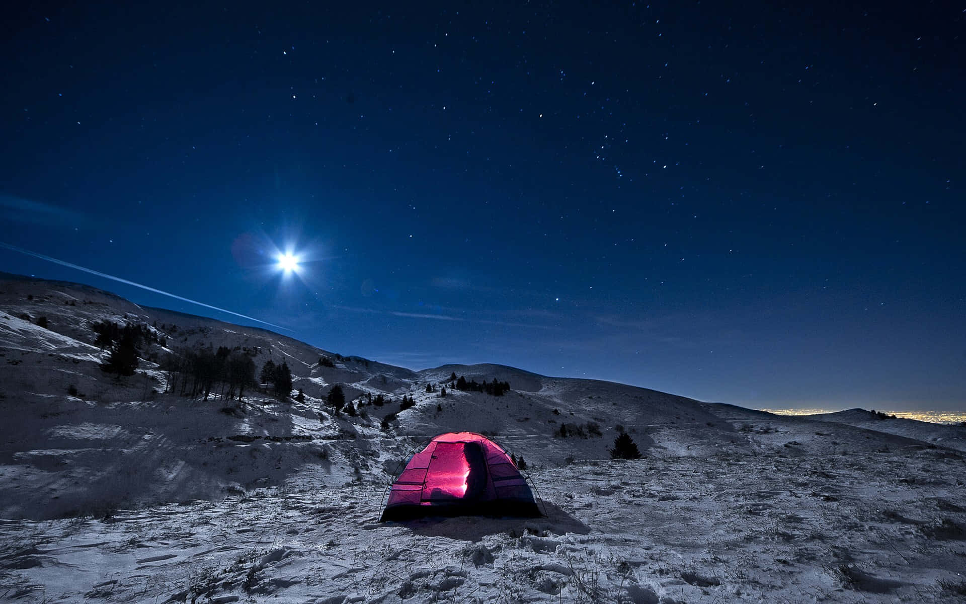Pink Tent Camping Desktop Wallpaper