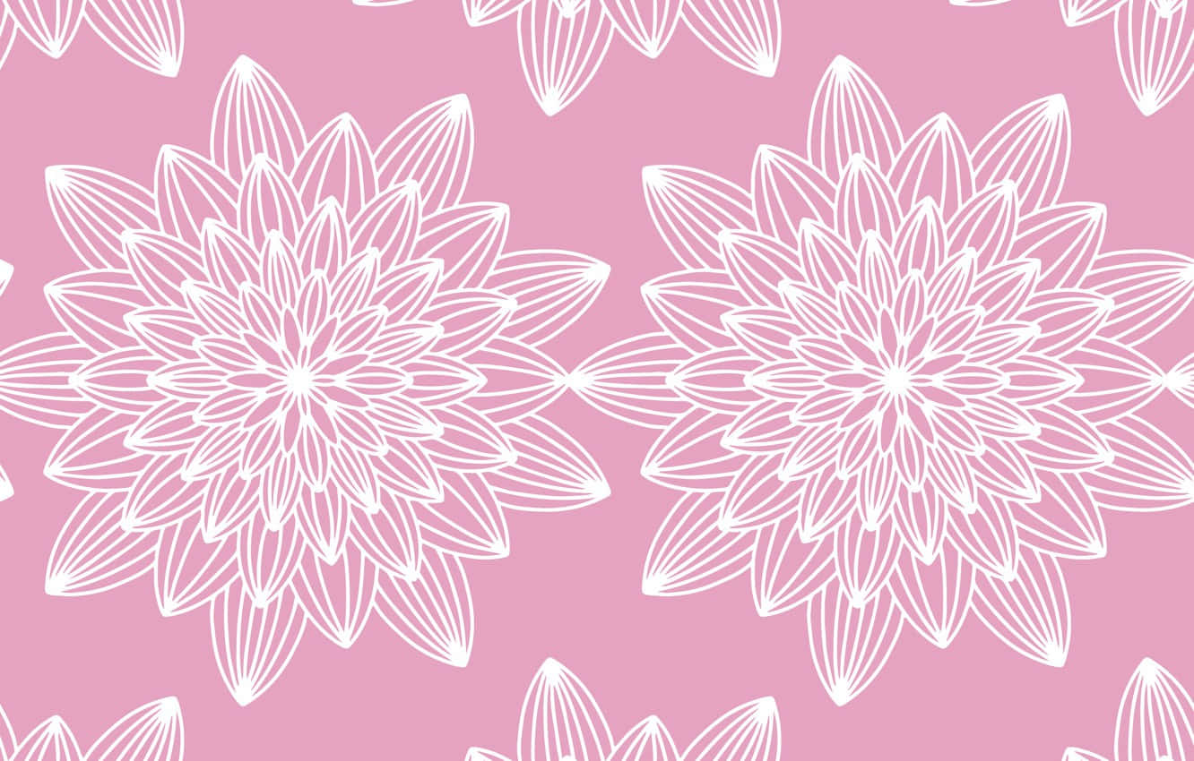 A White Flower Pattern On A Pink Background