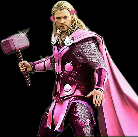 Pink Thorwith Mjolnir PNG