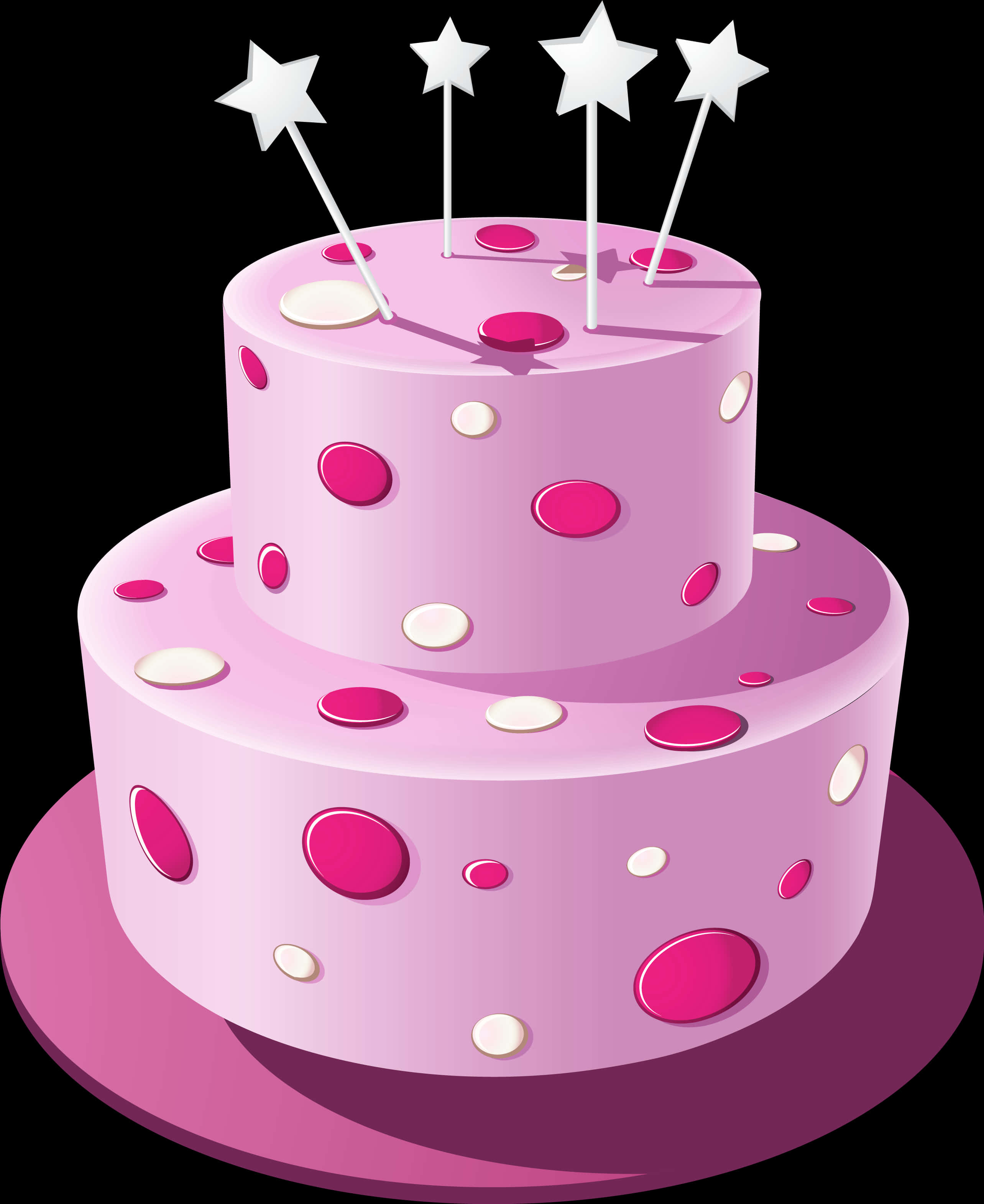Pink Tiered Birthday Cakewith Stars PNG