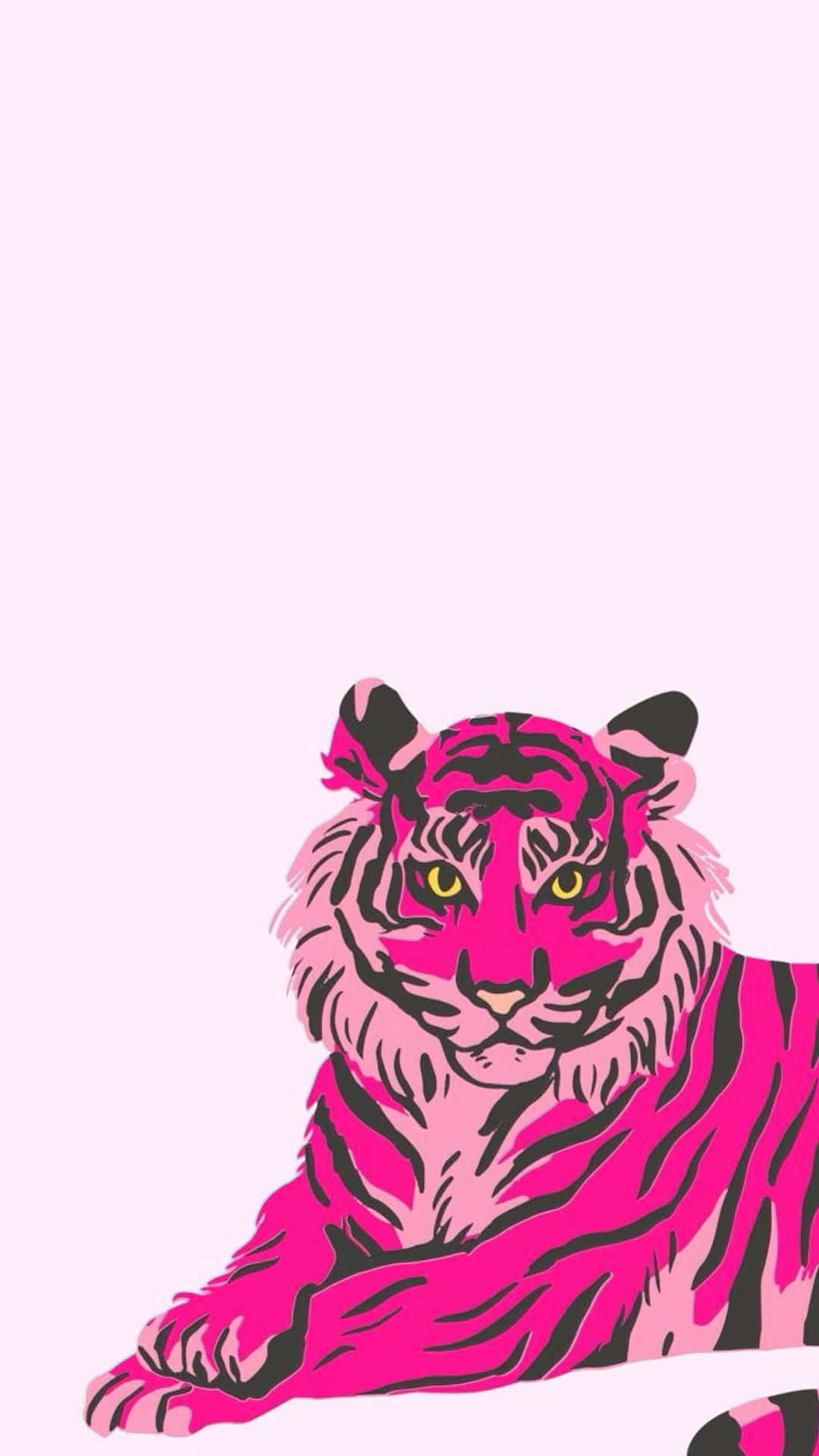 Pink Tiger Aesthetic Artwork Wallpaper