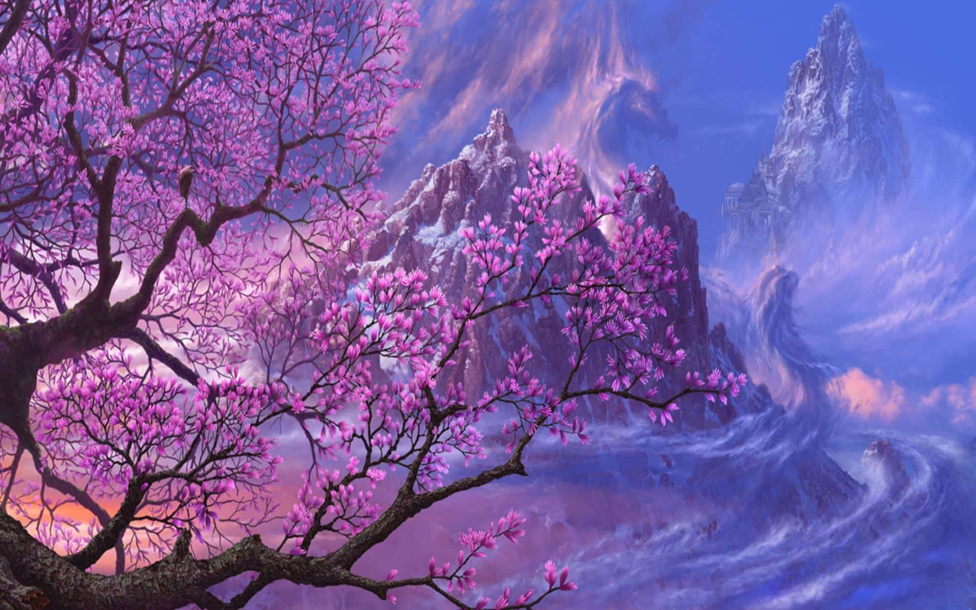 Einwunderschöner Blick Auf Rosa Bäume Im Sommer Wallpaper