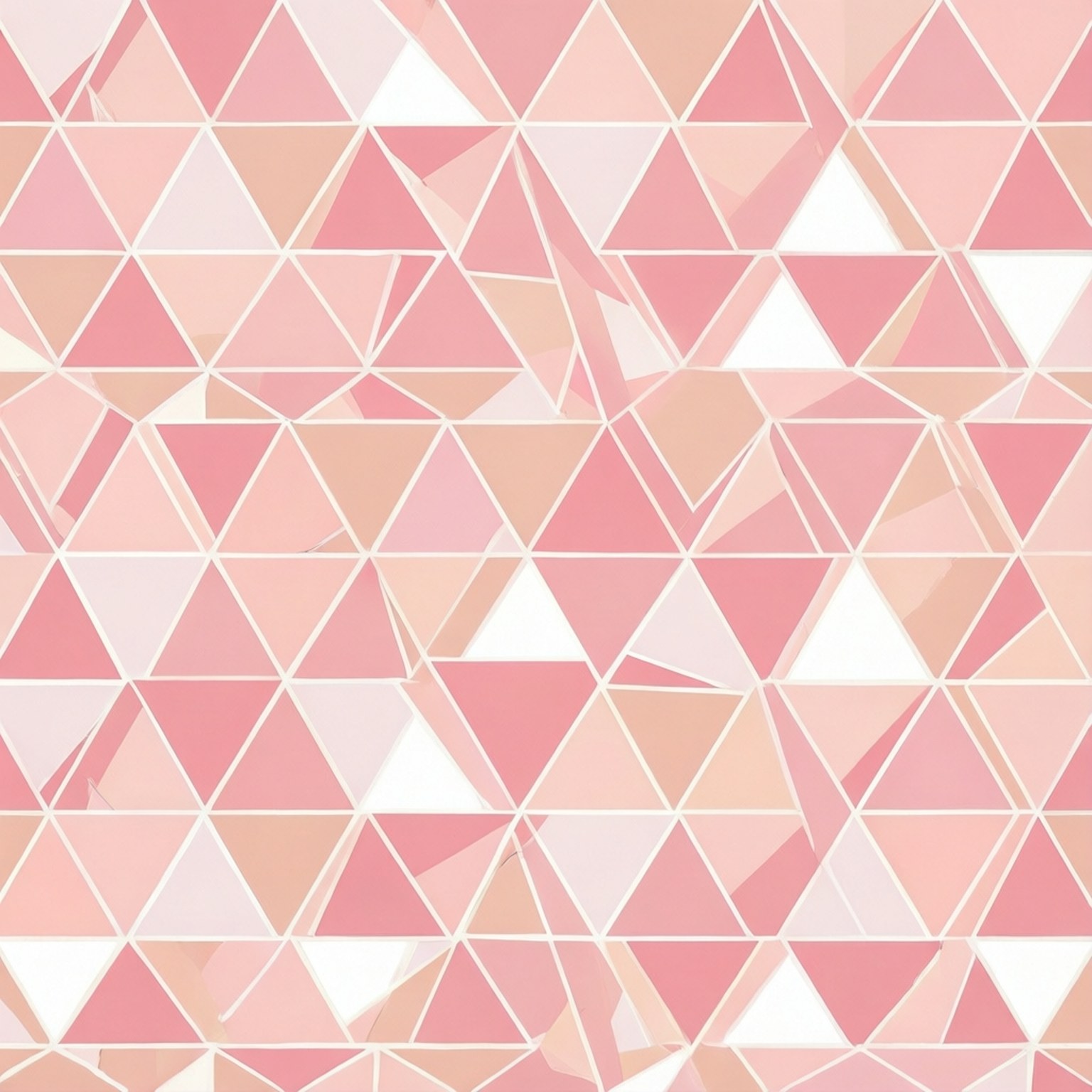 Triangoli geometrici giocosi in rosa chiaro e bianco per una carta da parati vibrante.