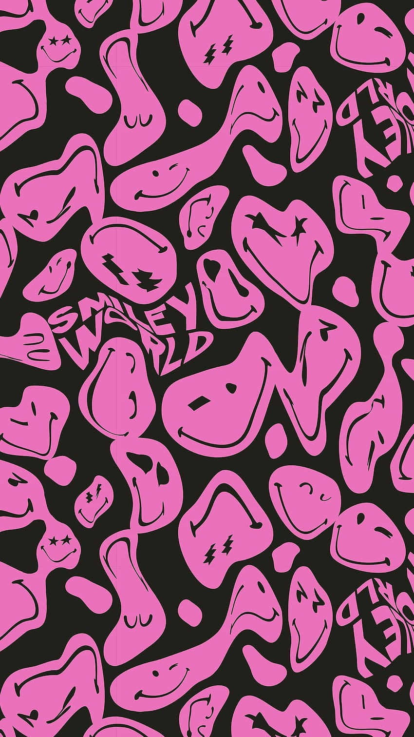 Pink_ Trippy_ Smiley_ Faces_ Pattern Wallpaper