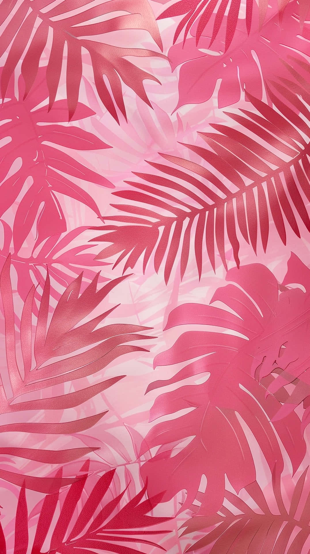 Pink Tropical Leaves Pattern Wallpaper
