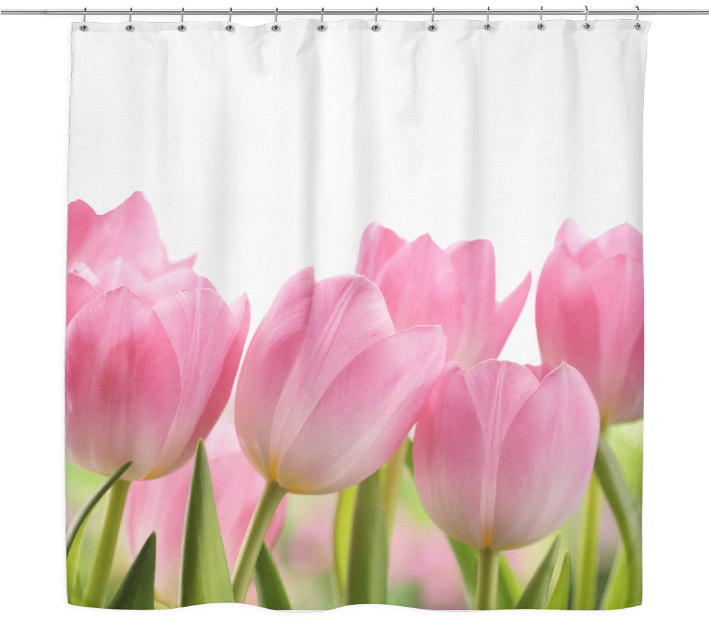Pink Tulip Shower Curtain Design PNG