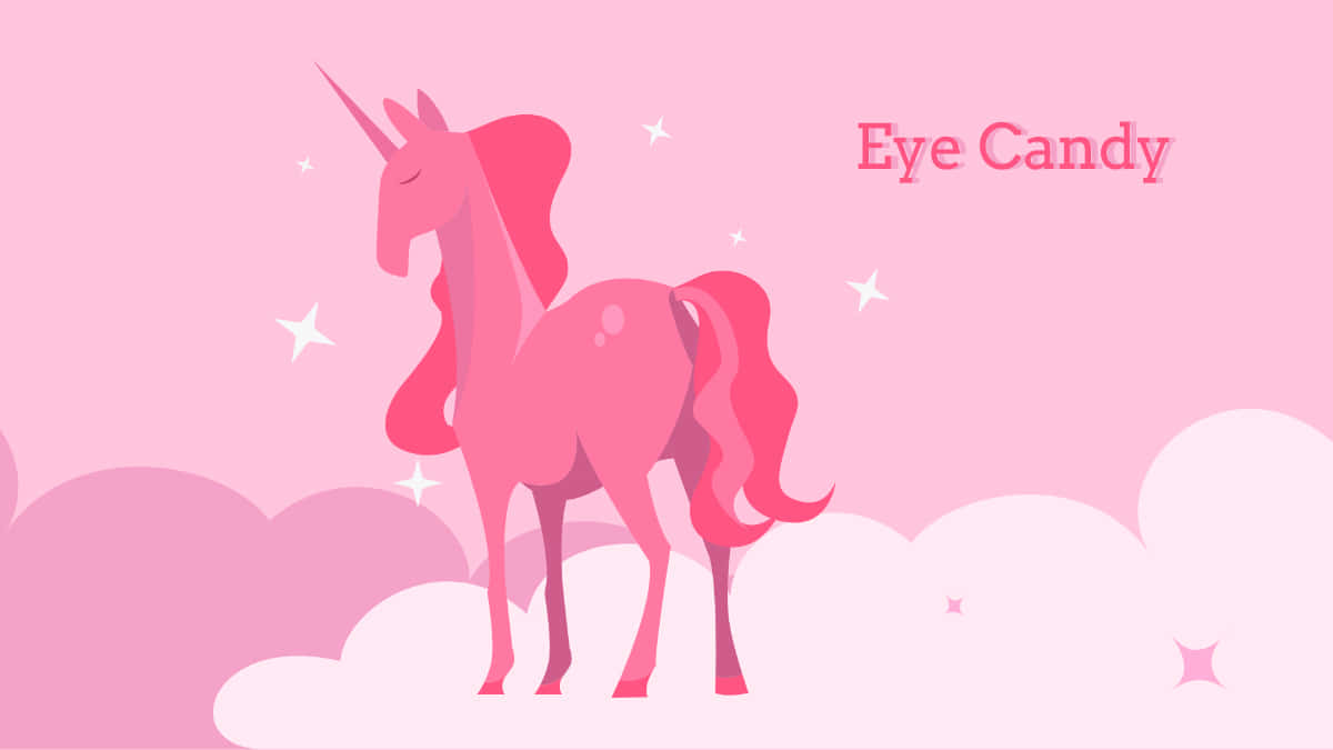 Pink Unicorn Eye Candy Illustration Wallpaper