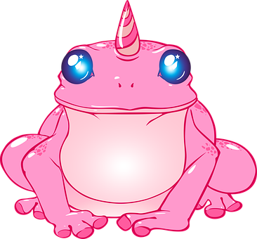 Pink Unicorn Frog Cartoon PNG