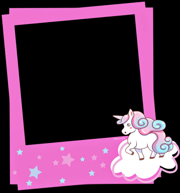Pink Unicorn Polaroid Frame PNG