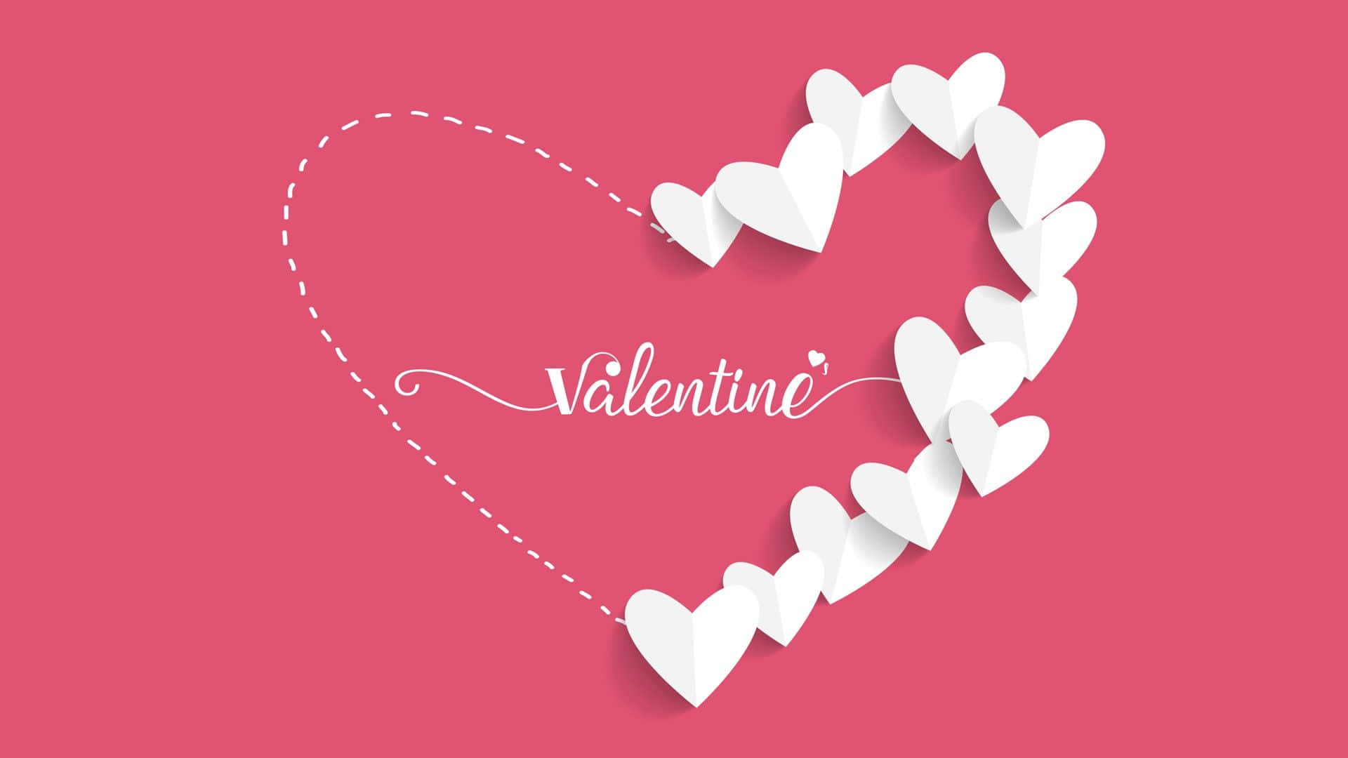 Artede Corazones Blancos Y Rosas Para El Día De San Valentín. Fondo de pantalla