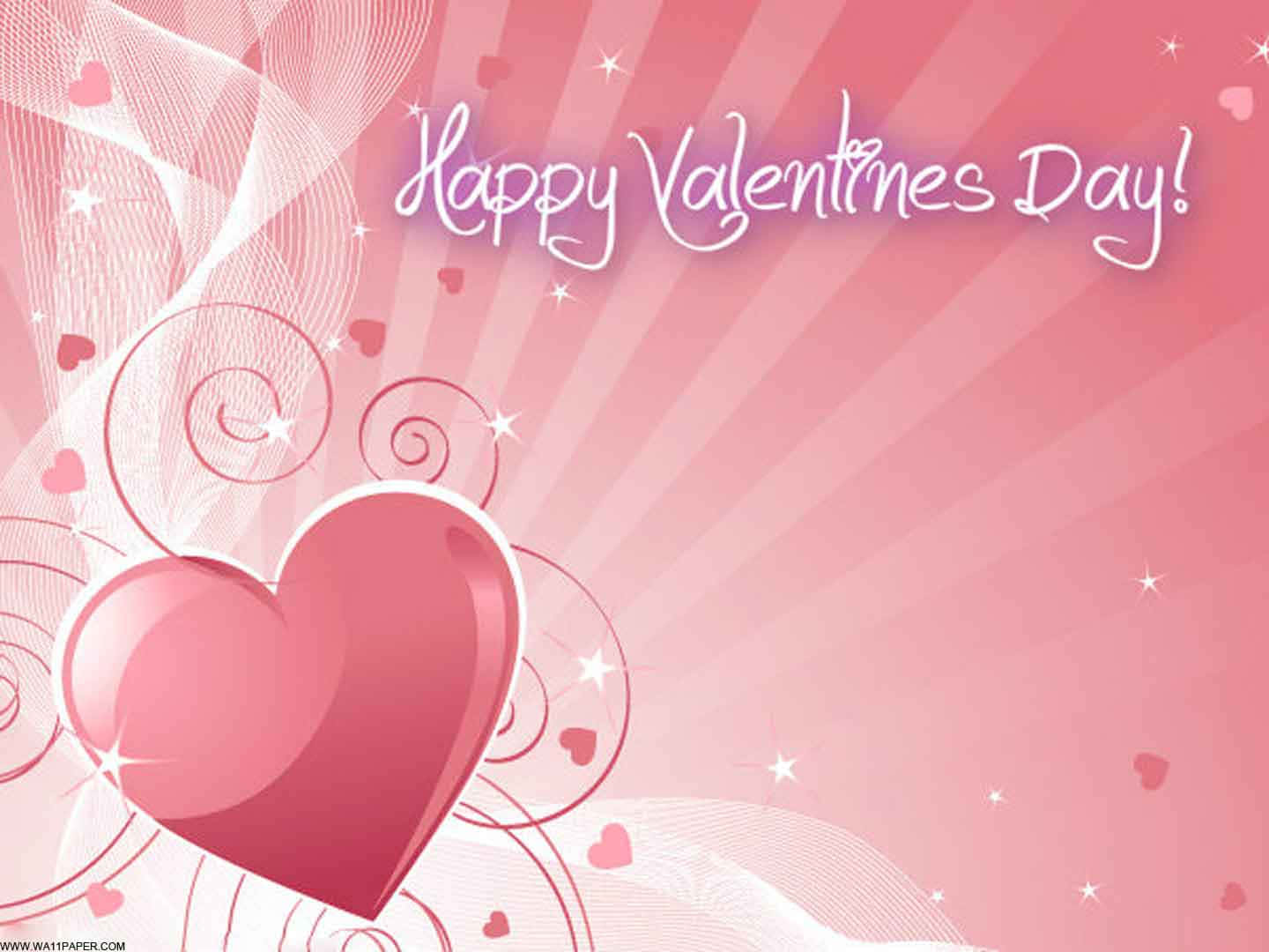 Pink Valentine Day Heart Greetings Wallpaper