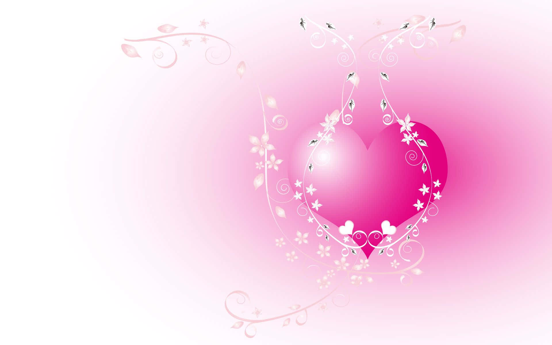 En pink hjerte med blomster designs på det. Wallpaper
