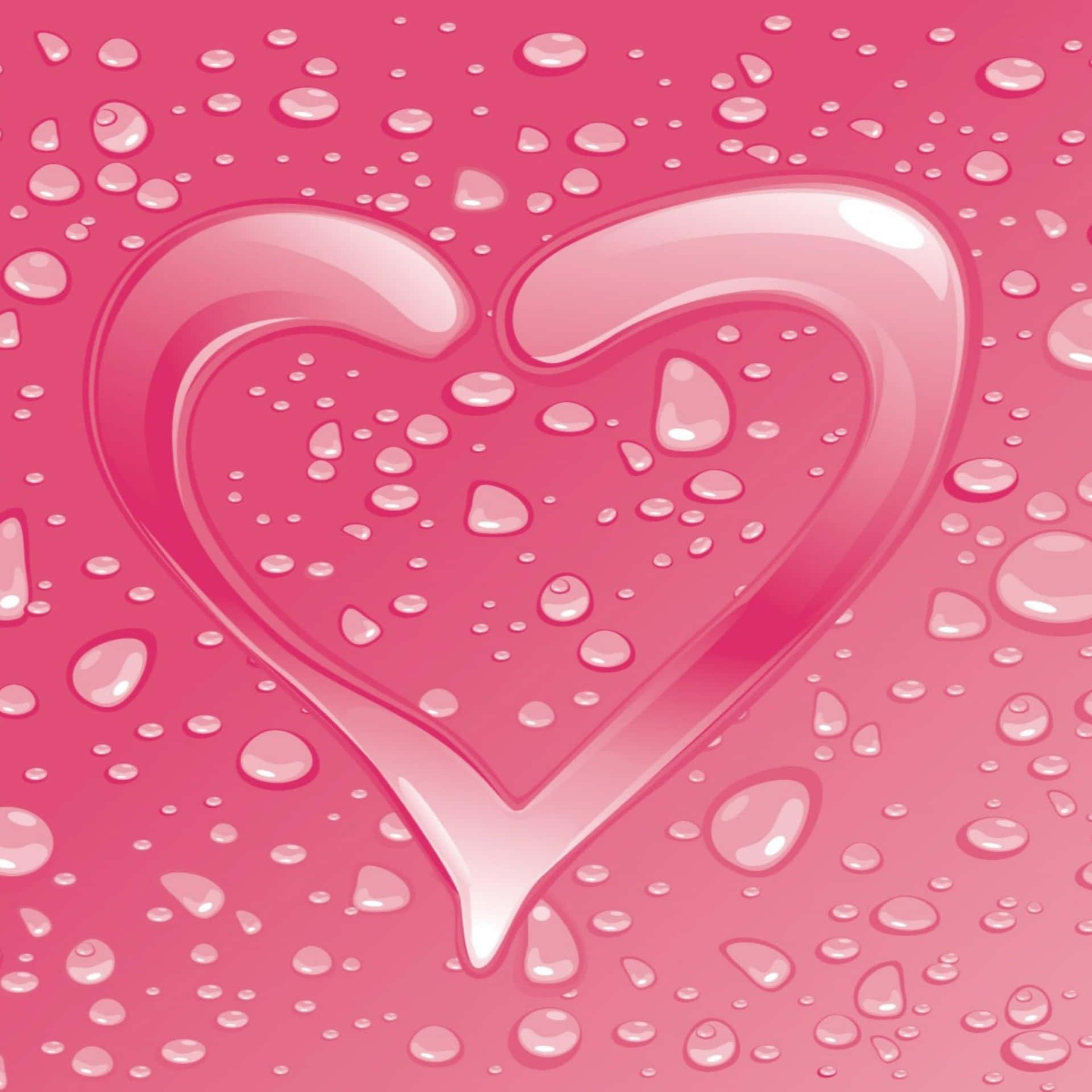 Pink Valentine Dag Vand Drop Hjerte Wallpaper Wallpaper