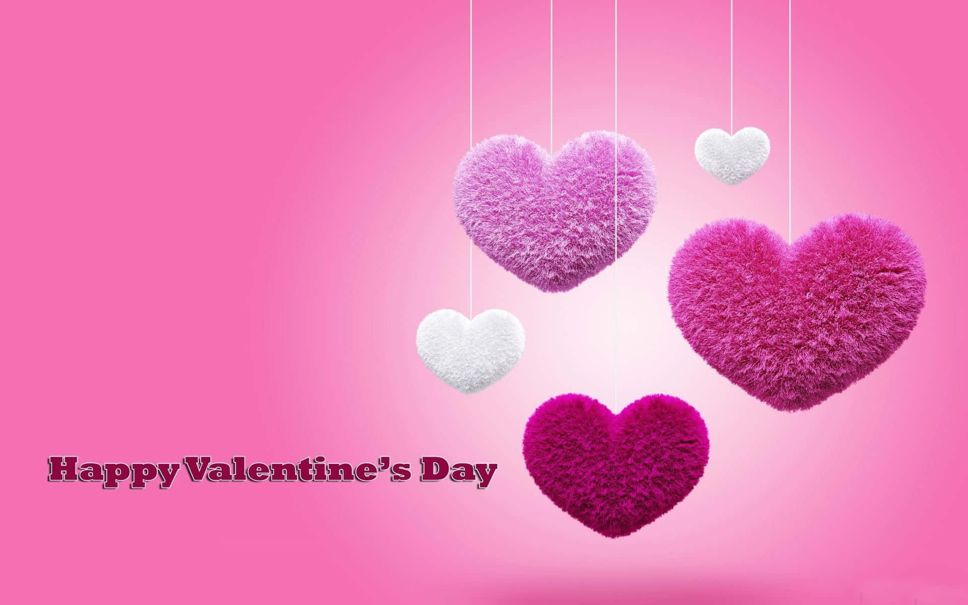 Pink Valentine Day Puffy Hearts Wallpaper