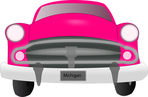 Pink Vintage Car Front View PNG