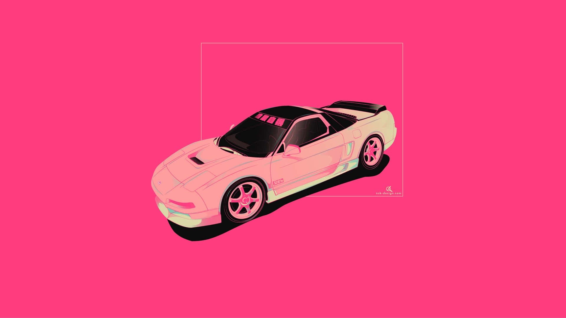 Einpinkes Auto Auf Einem Pinken Hintergrund Wallpaper