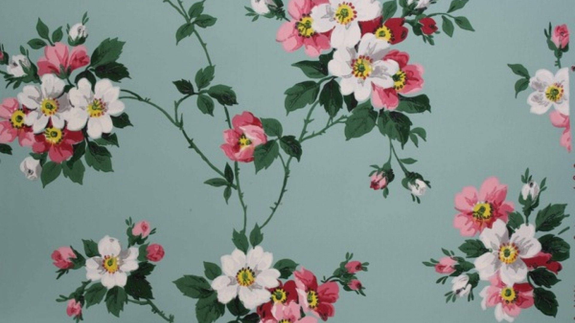 Lyserød Vintage blomst æstetisk mønster Wallpaper
