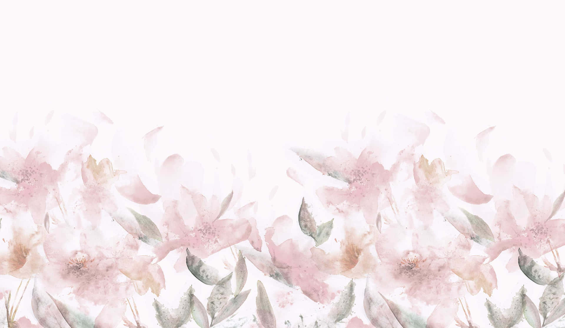 Watercolor Floral Background With Pink Flowers Wallpaper