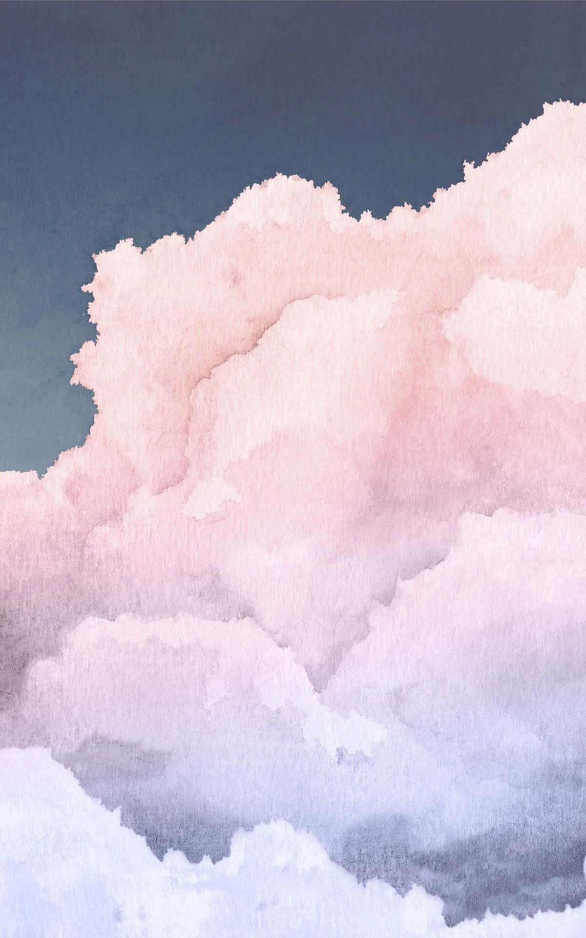 a watercolor painting of clouds in pink and blue Wallpaper
